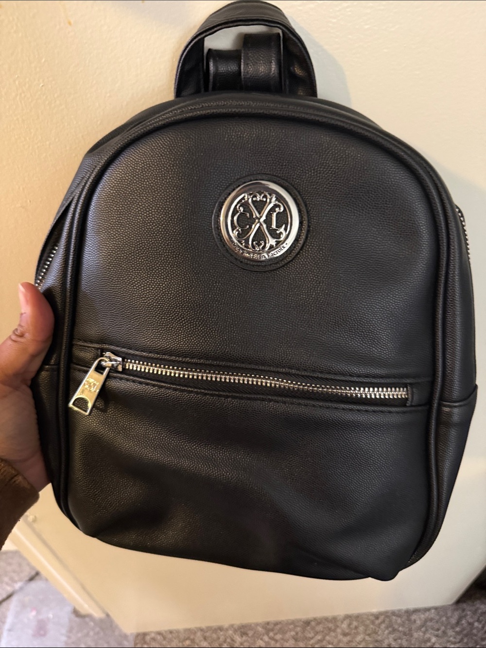 Christian Lacroix Black Mini Backpack with Silver Hardware